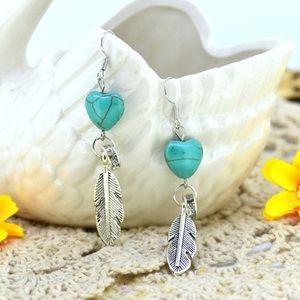 🔴 Heart & Feather Earrings